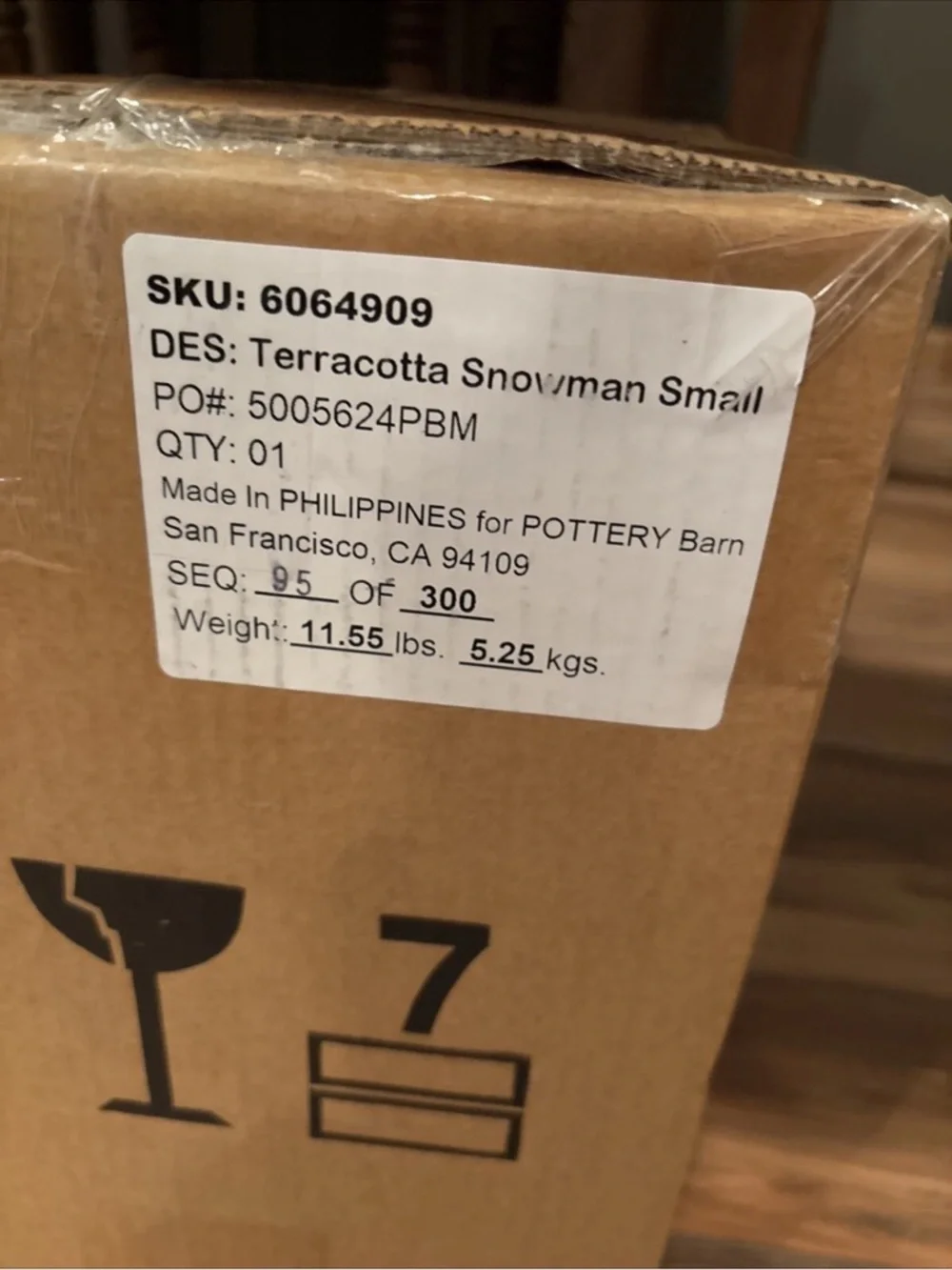 Pottery Barn Terracotta SMALL Holiday Christmas Luminary Snowman NEW IN BOX